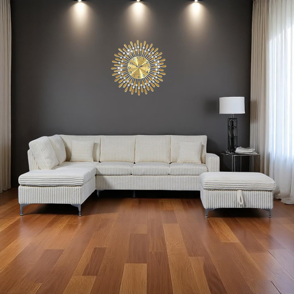 Serene Fabric Upholstered Sectional Sofa with Dual Corner Chaise - Beige | Stylish, Affordable & Durable