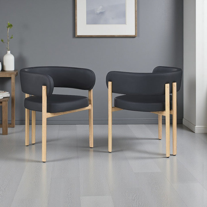 Bay Metallic Dining Chair (Set of 2) - Black/ Oak | Modern, Luxurious & Durable