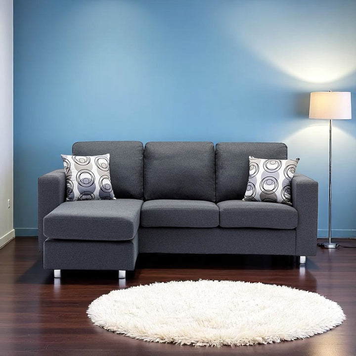 Neo Sectional Sofa With Fabric Upholstery & Reversible Chaise - Enticing Grey | Modern, Sleek & Comfortable