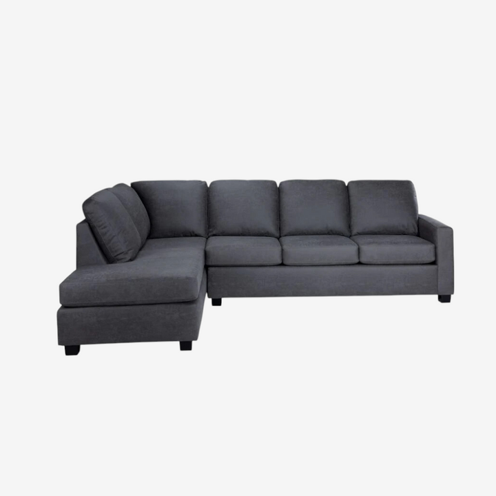 Linex 2-Piece Fabric Upholstered Sectional Sofa with Reversible Chaise - Grey | Available In LHF/ RHF Configuration