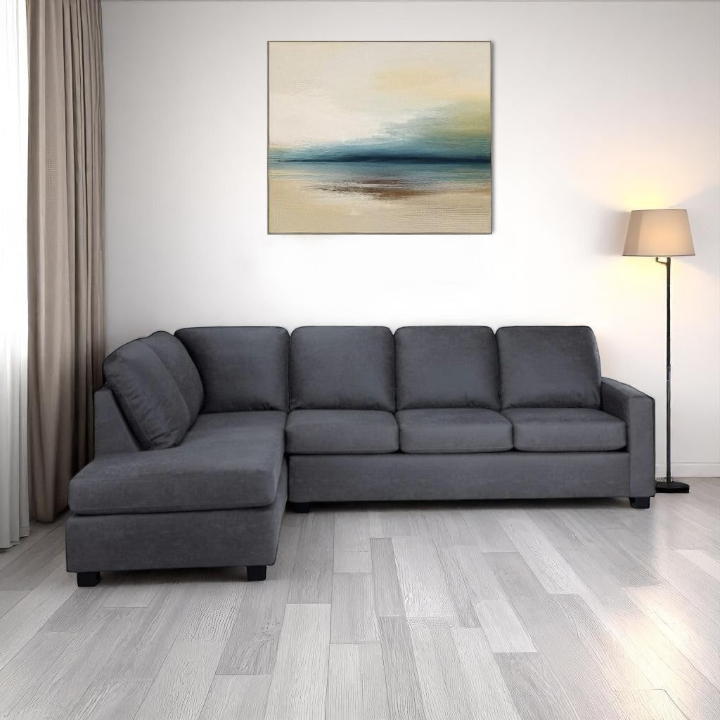 Linex 2-Piece Fabric Upholstered Sectional Sofa with Reversible Chaise - Grey | Available In LHF/ RHF Configuration