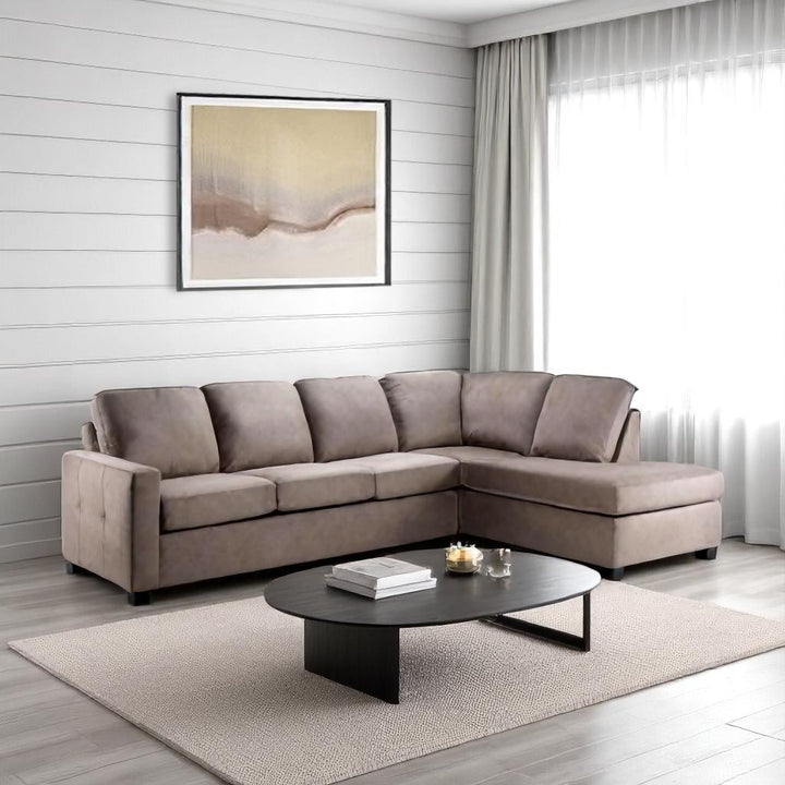 Linex 2-Piece Fabric Upholstered Sectional Sofa with Reversible Chaise - Beige | Available In LHF/ RHF Configuration