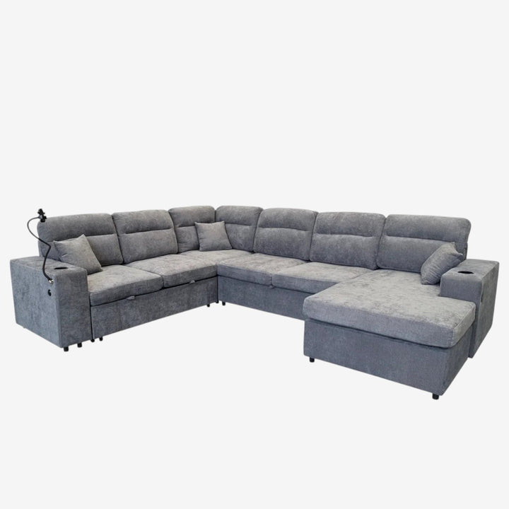 Celeste Sectional Sofa Bed With RHF Corner Chaise - Grey |Timeless, Sturdy & Comfortable