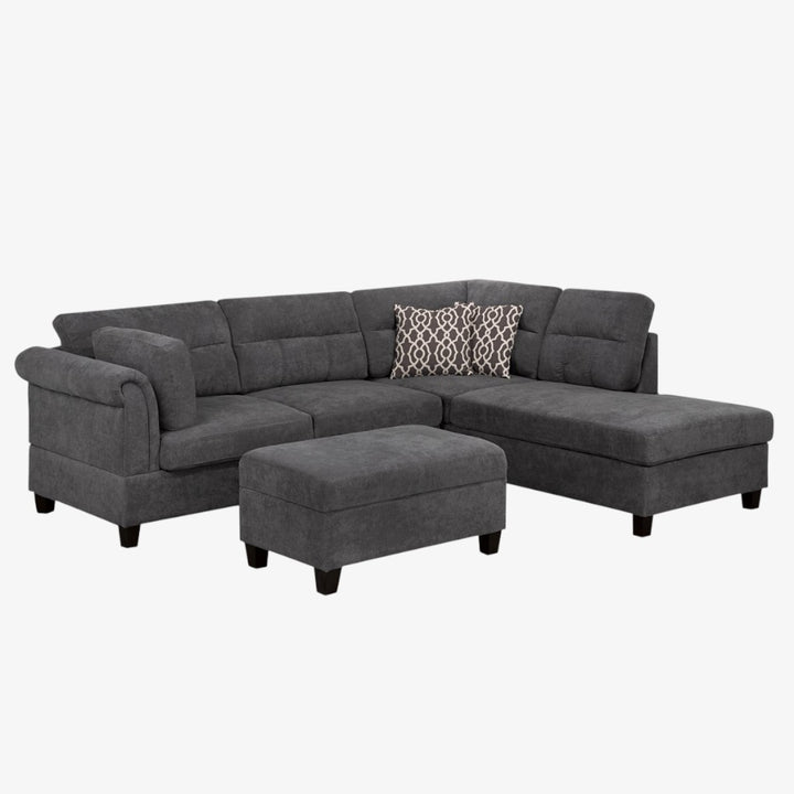 Luna Fabric Upholstered RAF Sectional Sofa - Grey | Modern, Durable & Comfortable