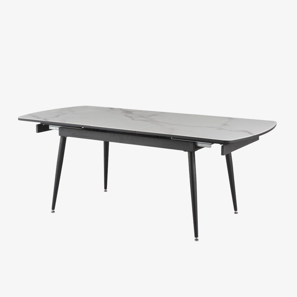 Haven Dining Table With Canvas Top - White/ Black | Timeless, Sleek, Extendable & Built to Last