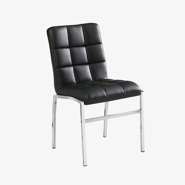 Linea Leather Upholstered Dining Chair (Set of 4) - Black/ Chrome | Modern, Comfortable & Built to Last