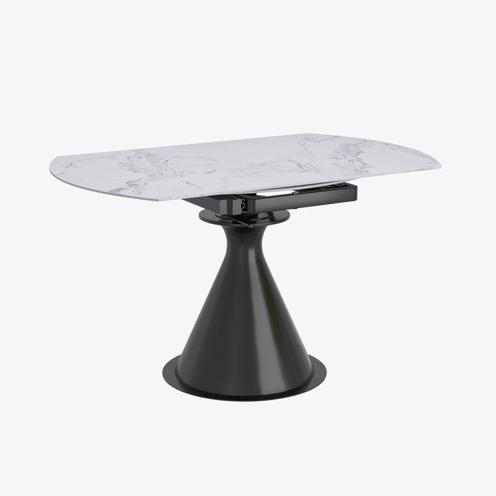 Evana Dining Table With Sintered Stone Top - White/ Black | Timeless, Durable & Extendable
