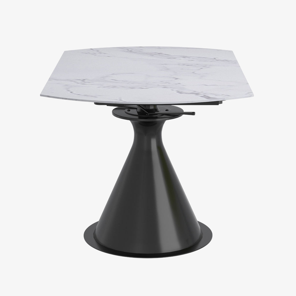 Evana Dining Table With Sintered Stone Top - White/ Black | Timeless, Durable & Extendable