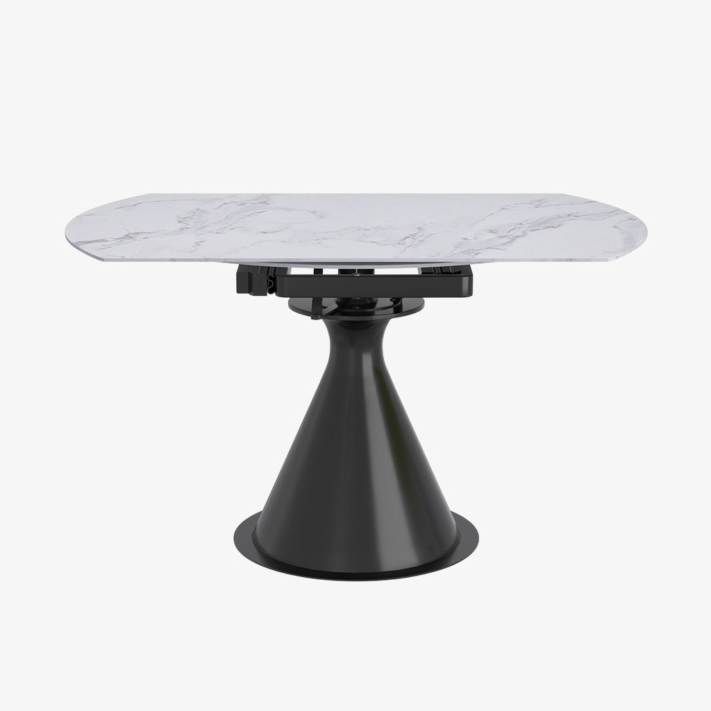 Evana Dining Table With Sintered Stone Top - White/ Black | Timeless, Durable & Extendable