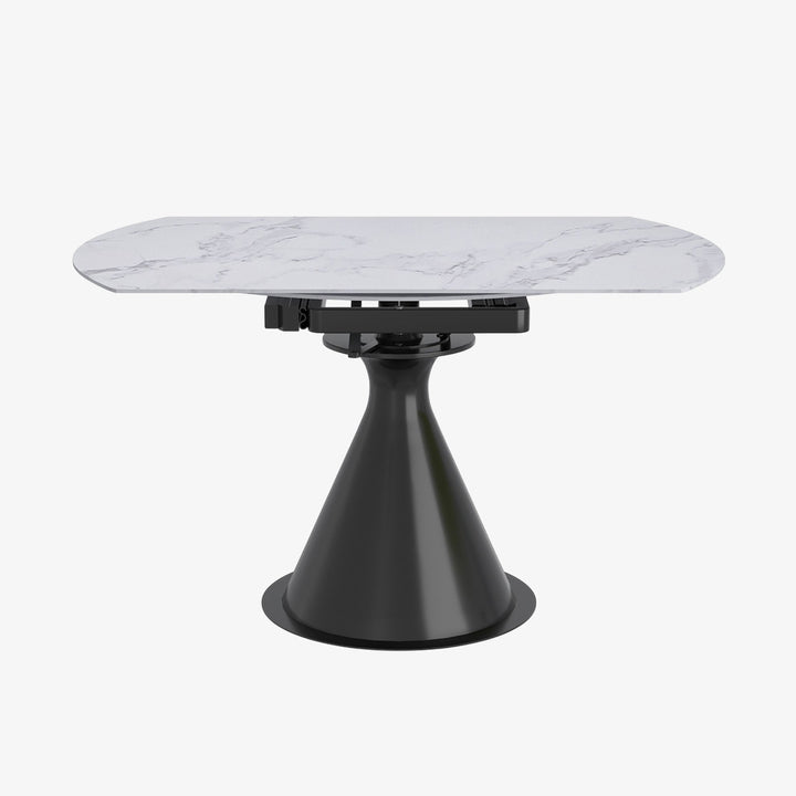 Evana Dining Table With Sintered Stone Top - White/ Black | Timeless, Durable & Extendable