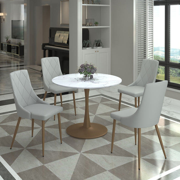 Velora Dining Table - Faux Marble/ Aged Gold | Stylish, Modern & Built to Last