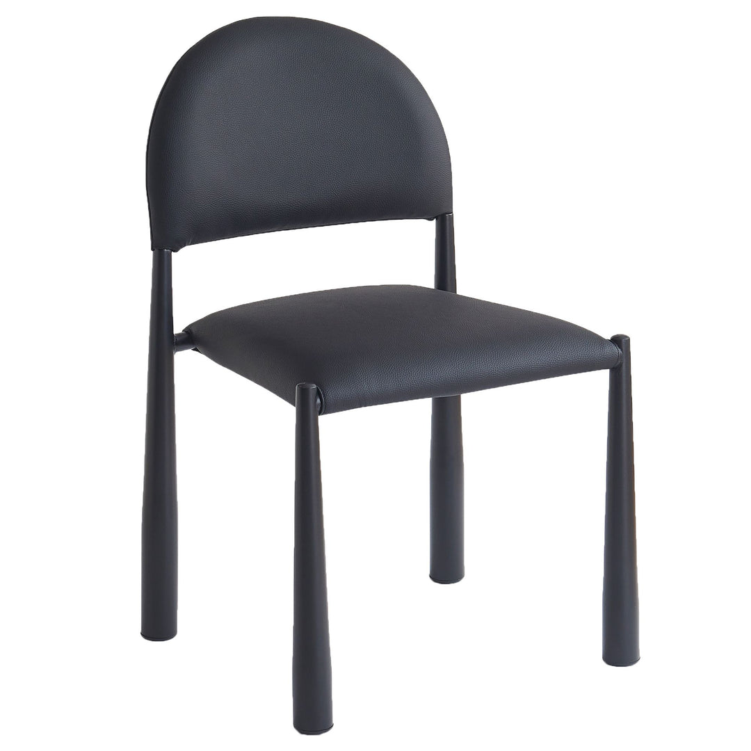 Crystaluxe 4-Piece Modern Dining Chair Set – Matte Black Textured Faux Leather Chairs with Matte Black Metal Legs and Foam Cushion Seating
