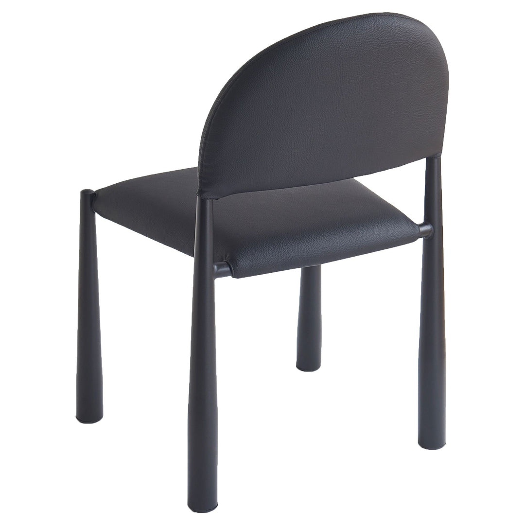Crystaluxe 4-Piece Modern Dining Chair Set – Matte Black Textured Faux Leather Chairs with Matte Black Metal Legs and Foam Cushion Seating