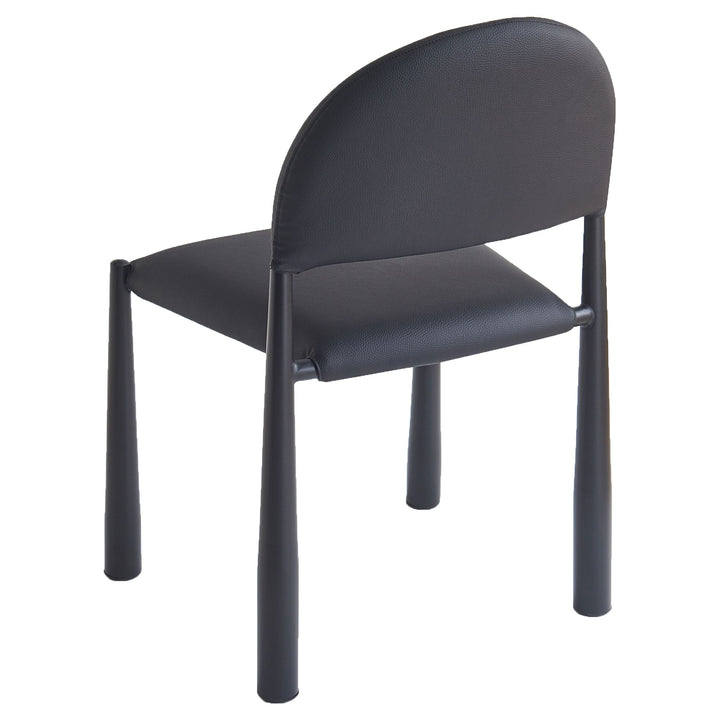 Crystaluxe 4-Piece Modern Dining Chair Set – Matte Black Textured Faux Leather Chairs with Matte Black Metal Legs and Foam Cushion Seating