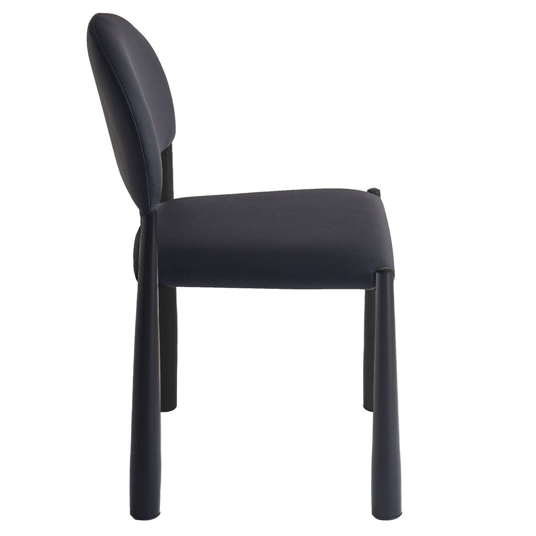 Crystaluxe 4-Piece Modern Dining Chair Set – Matte Black Textured Faux Leather Chairs with Matte Black Metal Legs and Foam Cushion Seating