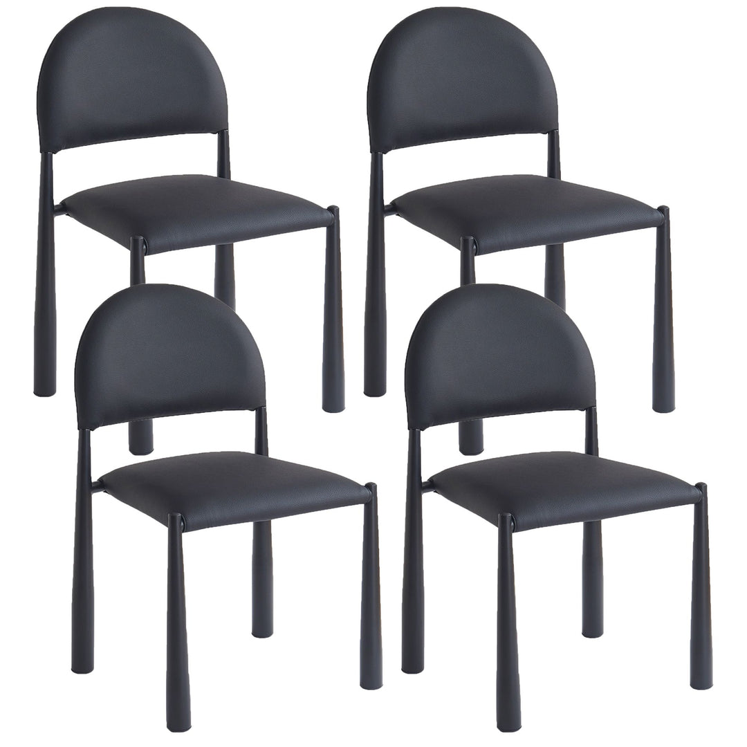 Crystaluxe 4-Piece Modern Dining Chair Set – Matte Black Textured Faux Leather Chairs with Matte Black Metal Legs and Foam Cushion Seating