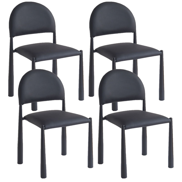 Crystaluxe 4-Piece Modern Dining Chair Set – Matte Black Textured Faux Leather Chairs with Matte Black Metal Legs and Foam Cushion Seating
