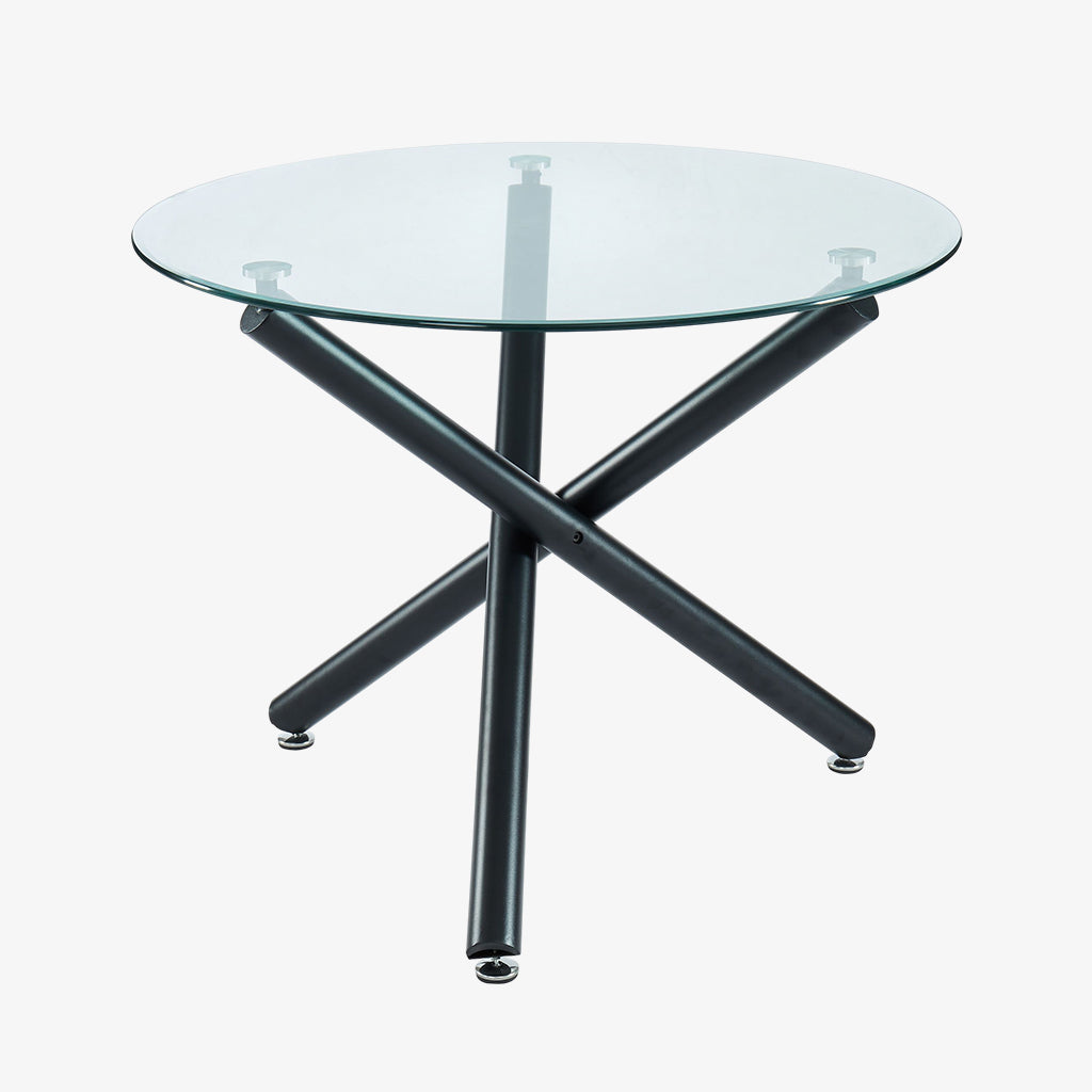 Opal Dining Table Set For 4 With Leather Upholstered Chairs - Walnut/ Black | Mid-Century Modern, Sturdy & Comfortable