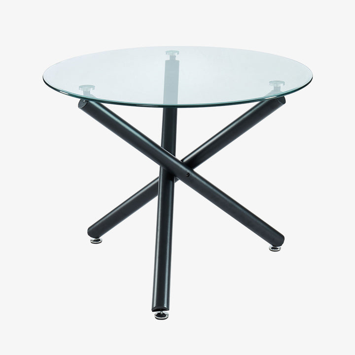 Opal Dining Table Set For 4 With Leather Upholstered Chairs - Walnut/ Black | Mid-Century Modern, Sturdy & Comfortable