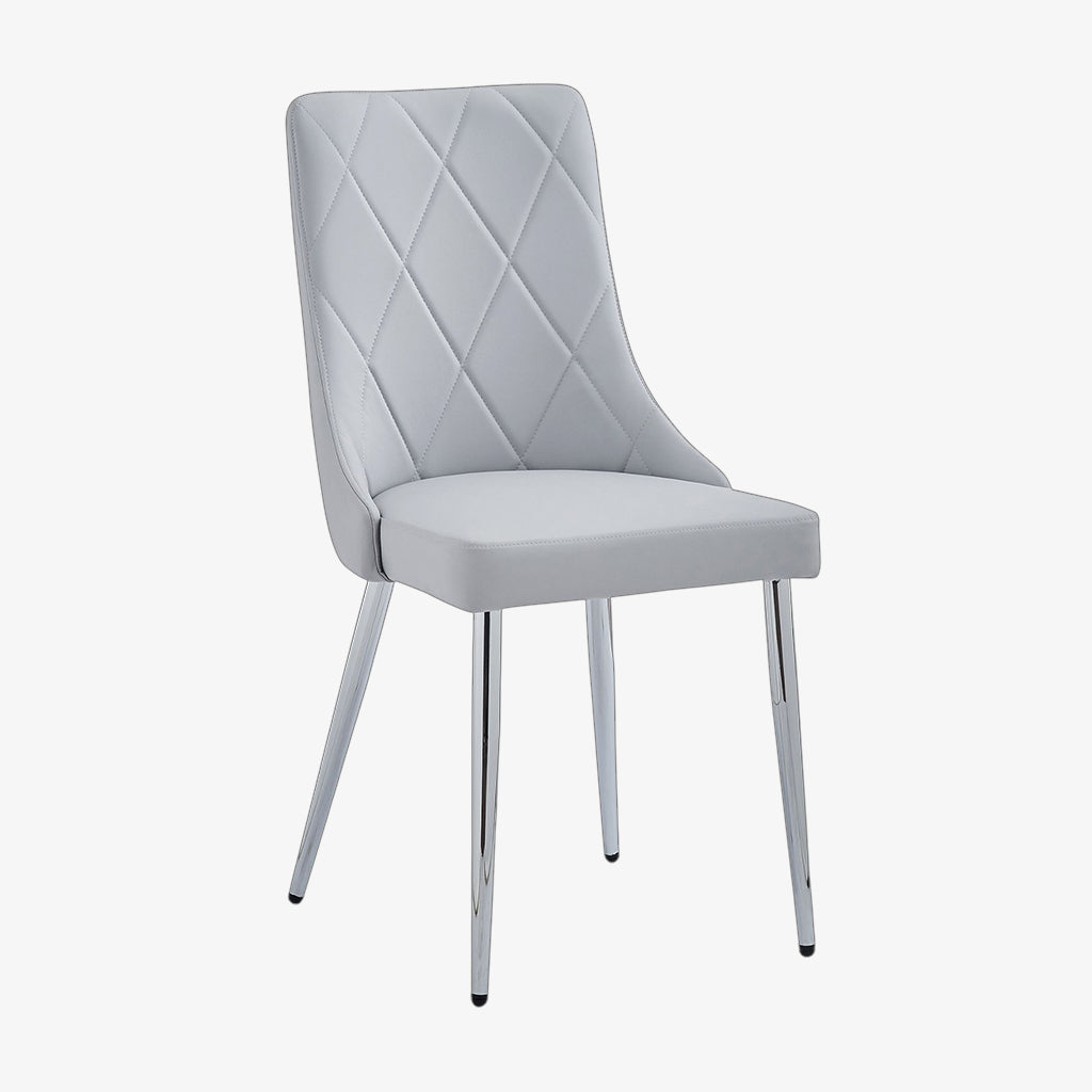 Sonnet Dining Table Set For 6 With Leather Upholstered Chairs - Grey | Timeless, Sturdy, Comfortable With Reversible Table Top