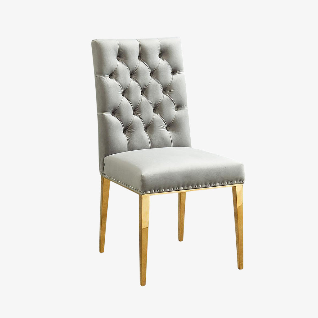 Sierra Dining Chair (Set of 2) - Grey/ Gold | Timeless, Stylish, Comfortable & Built to Last