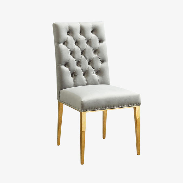 Sierra Dining Chair (Set of 2) - Grey/ Gold | Timeless, Stylish, Comfortable & Built to Last