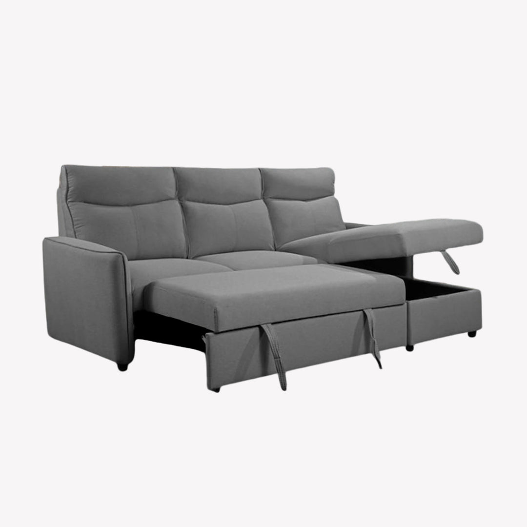 Unity Sectional Sofa Bed in Fabric Upholestry With Reversible Chaise - Grey | Stylish, Sturdy, Comfortable & Affordable