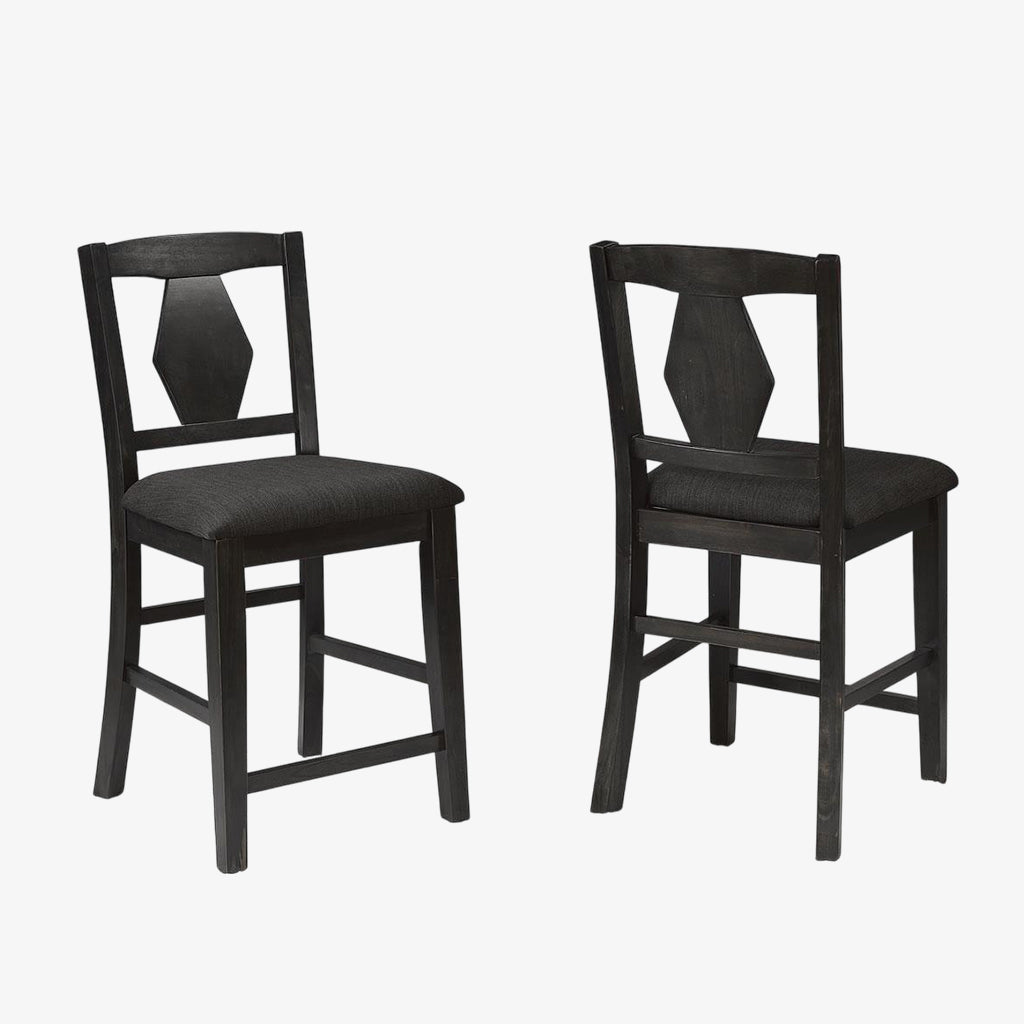 Nova Wooden Dining Table Set For 6 With Fabric Upholstered Chairs - Dark Grey | Mid-Century Modern, Pub-Height, Durable, Extendable & Comfortable