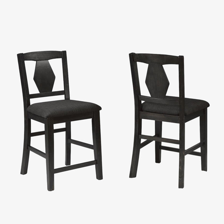 Nova Wooden Dining Table Set For 6 With Fabric Upholstered Chairs - Dark Grey | Mid-Century Modern, Pub-Height, Durable, Extendable & Comfortable