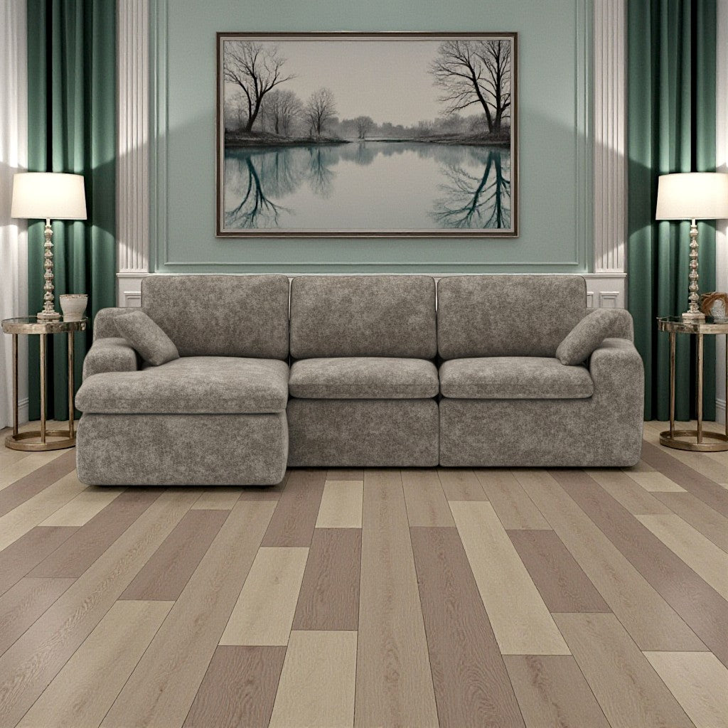 Birch Fabric Upholstered Sectional Sofa - Brown | Simplistic, Stylish, Comfortable, Reversible & Built to Last