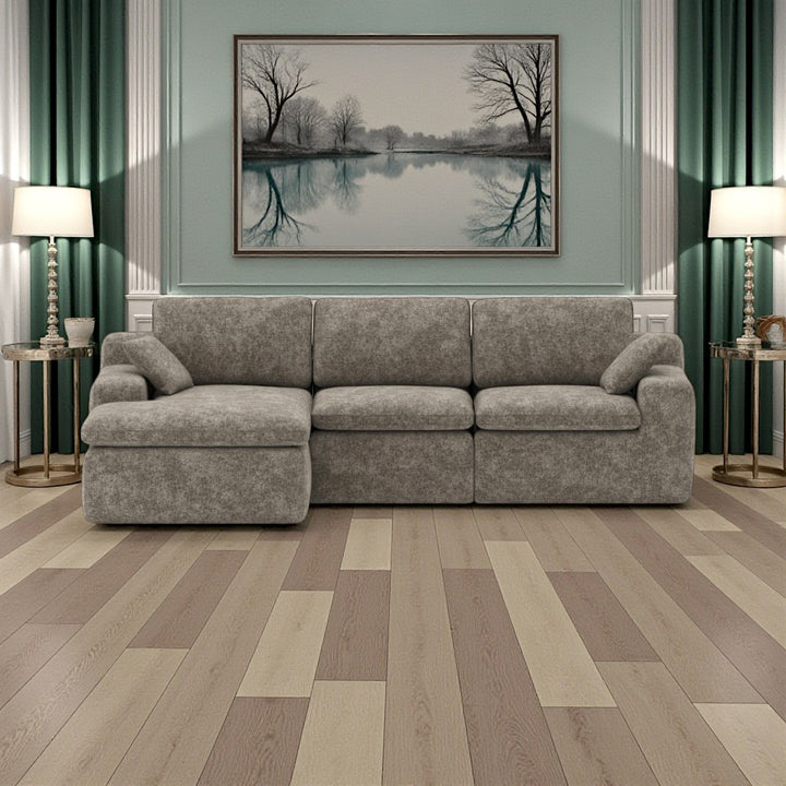 Birch Fabric Upholstered Sectional Sofa - Brown | Simplistic, Stylish, Comfortable, Reversible & Built to Last