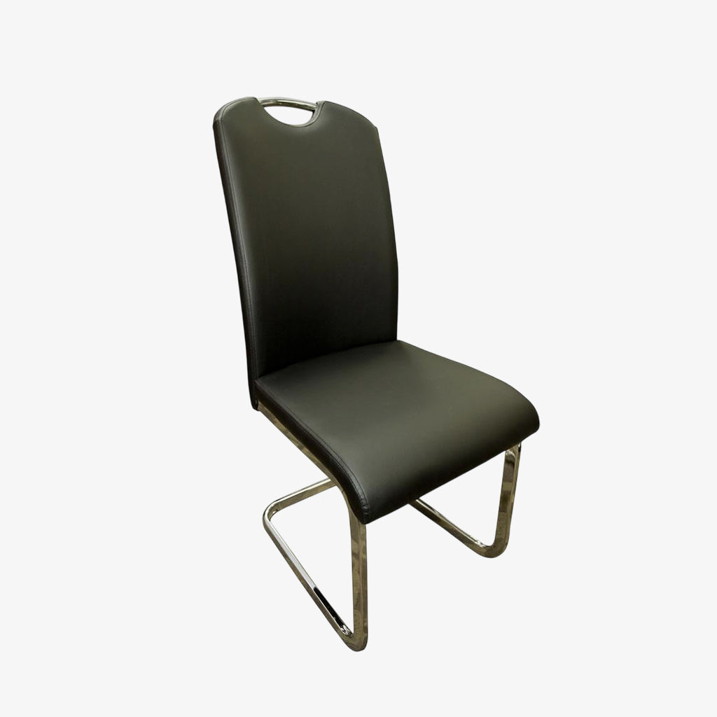 Noir PU Upholstered Dining Chair (Set of 2) - Black/ Chrome | Stylish, Durable & Comfortable