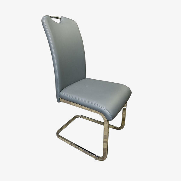 Noir PU Upholstered Dining Chair (Set of 2) - Grey/ Chrome | Stylish, Durable & Comfortable