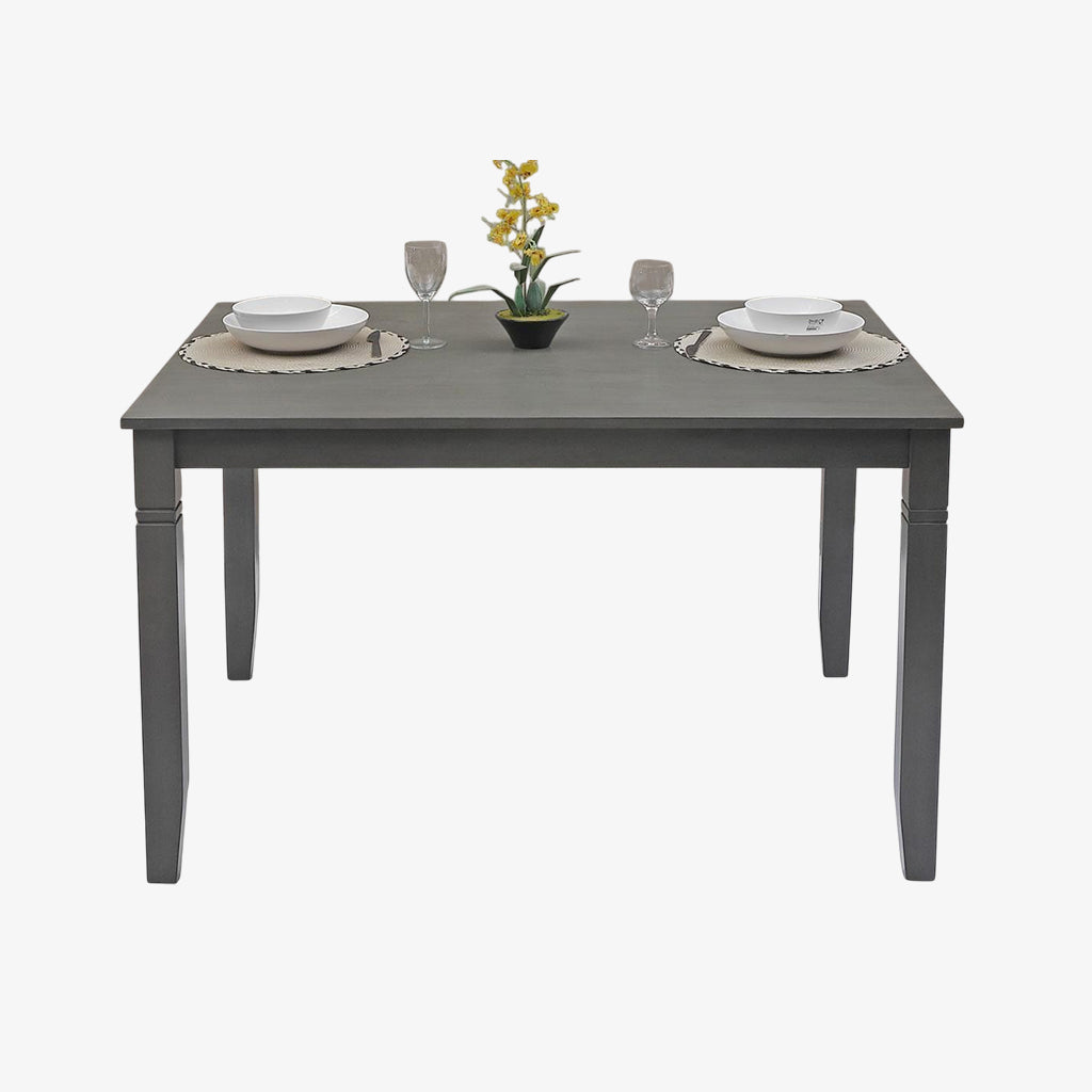 Terra Wooden Dining Table Set For 4 With Fabric Upholstered Chairs - Grey | Mid-Century Modern, Durable & Comfortable