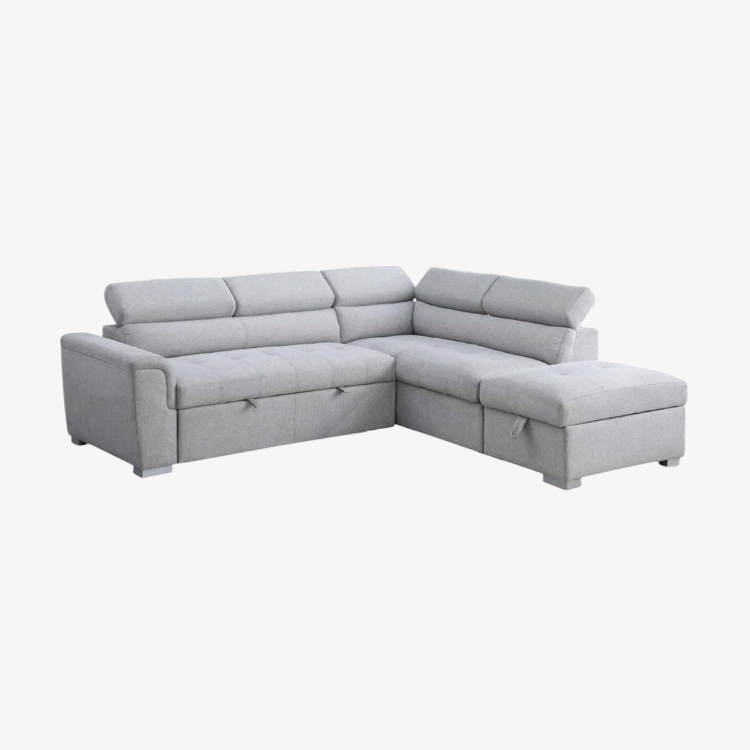 Skyvista Sectional Sofa Bed in Fabric Upholstery - Grey | Available In LHF & RHF Configuration