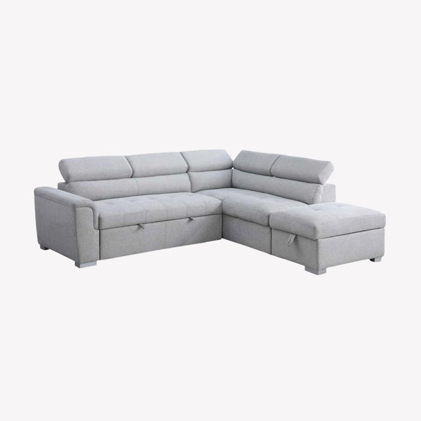 Skyvista Sectional Sofa Bed in Fabric Upholstery - Grey | Available In LHF & RHF Configuration