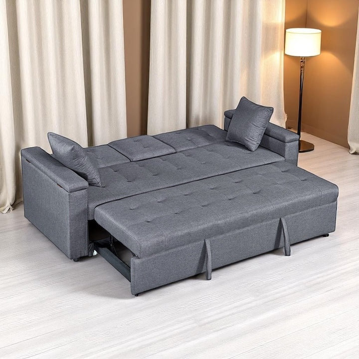 Cosmos Sleeper Sofa Bed With Smart Storage & USB Charging Ports - Grey | Sleek, Comfortable & Affordable