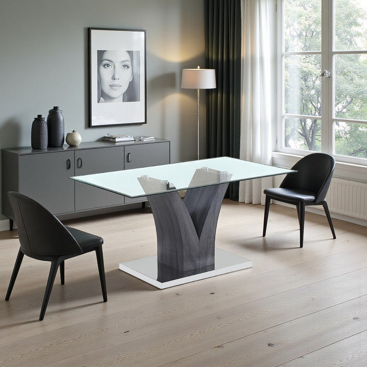 Jimmy Dining Table With Tempered Glass Top - Grey | Modern, Sophisticated & Durable