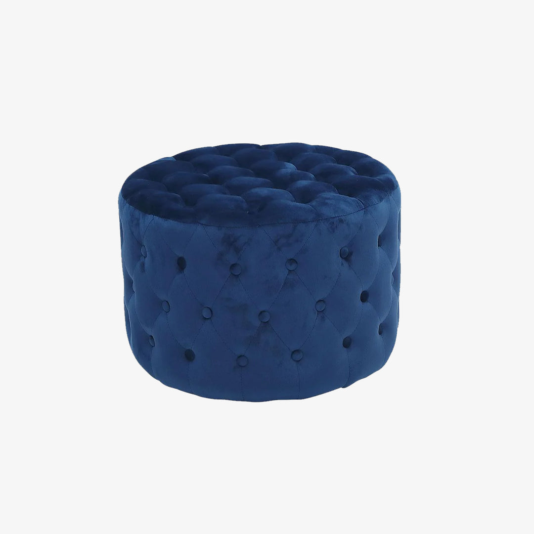 Silva Fabric Upholstered Round Ottoman - Blue | Timeless, Stylish & Built to Last