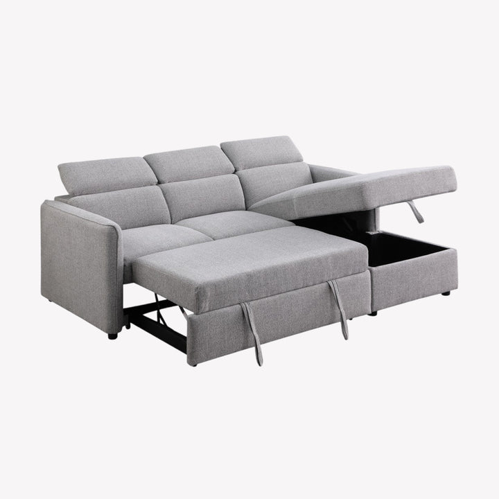 Slate Sectional Sofa Bed in Fabric Upholstery With RHF Storage Chaise - Grey | Modern, Sophisticated &amp; Durable