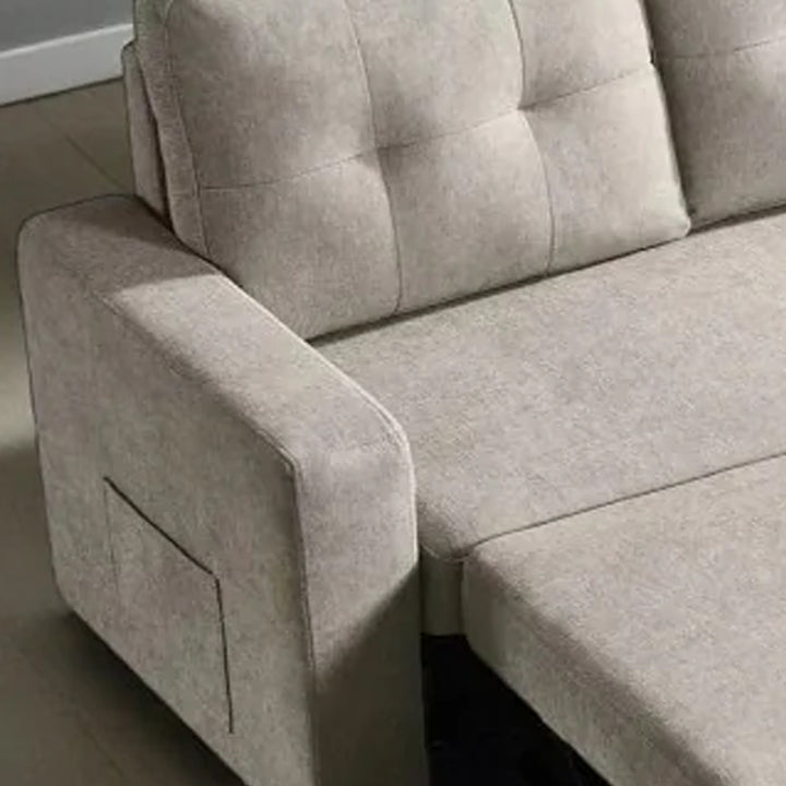 Skyglow Sectional Sofa Bed With Reversible Storage Chaise - Beige | Timeless, Stylish, Durable & Comfortable