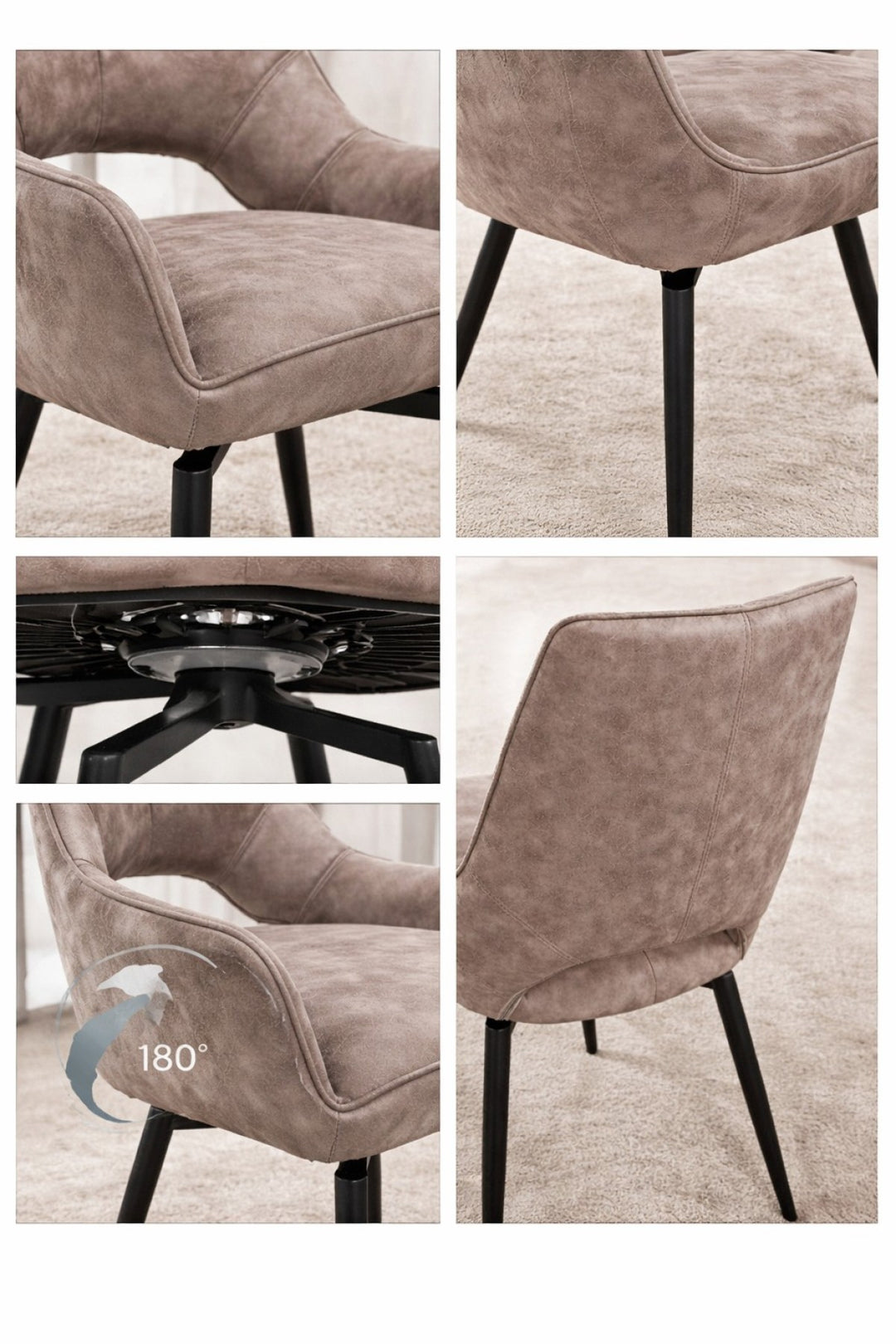 Melbourne Fabric Upholstered Dining Chair With Swivel Base (Set of 2) - Grey