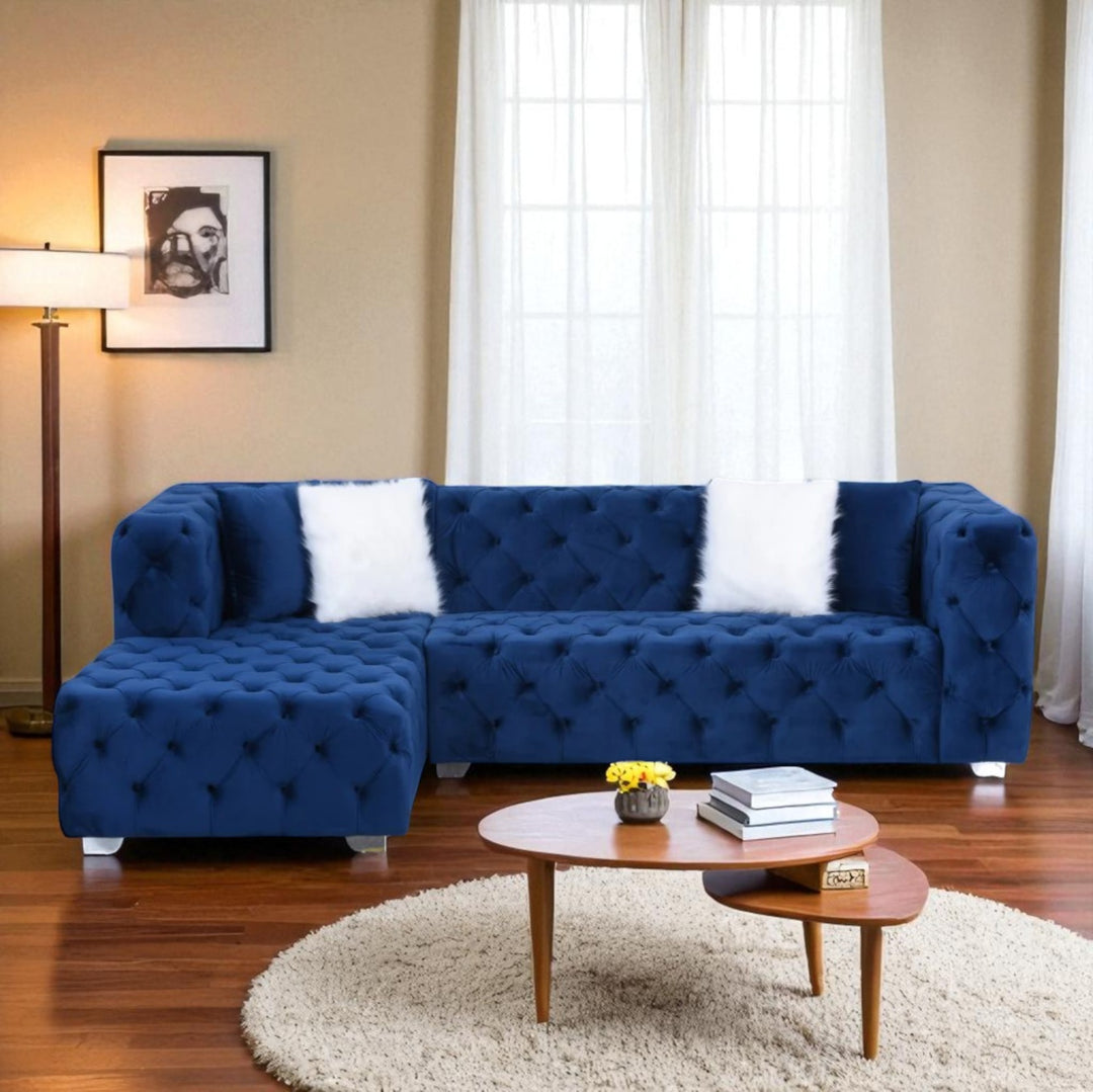 Supreme 3-Seater Sectional Sofa in Fabric Upholstery - Blue | Available In LHF/ RHF Configuration