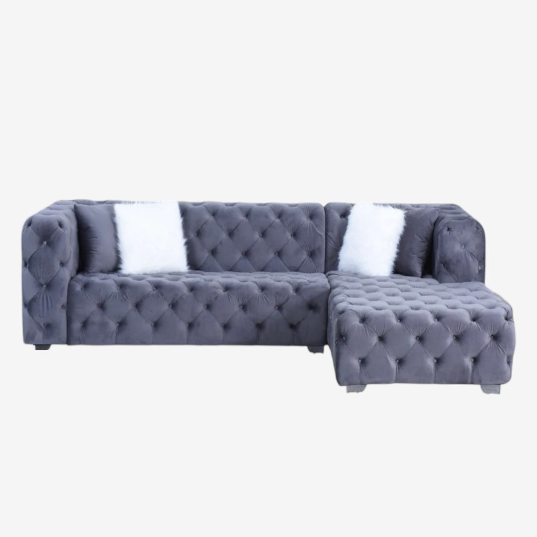 Supreme 3-Seater Sectional Sofa in Fabric Upholstery - Grey | Available In LHF/ RHF Configuration