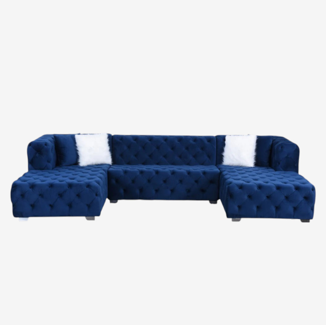 Melody Fabric Upholstered 5-Seater Sectional Sofa with Dual Corner Chaise - Blue | Stylish, Durable & Built to Last
