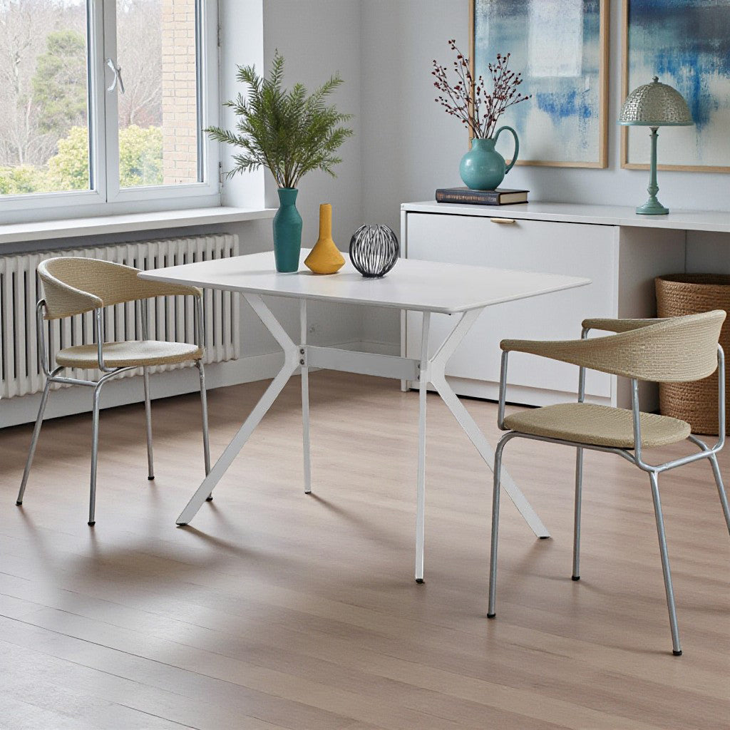 Altair Metallic Dining Table - White | Timeless, Durable, Affordable & Scratch Resistant