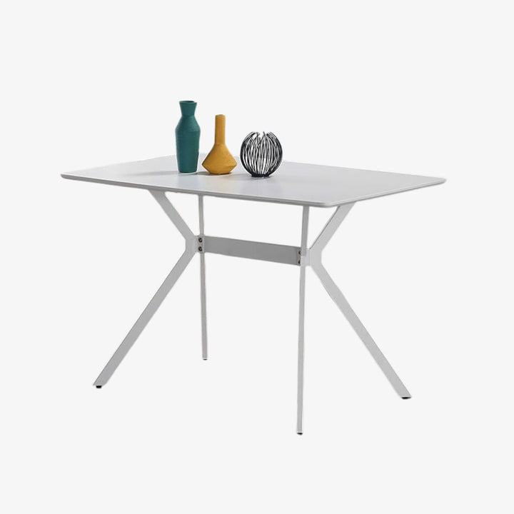 Meadow Metallic Dining Table Set For 4 With PU Upholstered Chairs - White | Stylish, Sturdy, Comfortable & Affordable