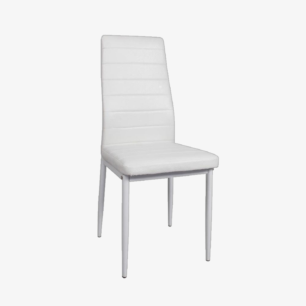 Meadow Metallic Dining Table Set For 4 With PU Upholstered Chairs - White | Stylish, Sturdy, Comfortable & Affordable