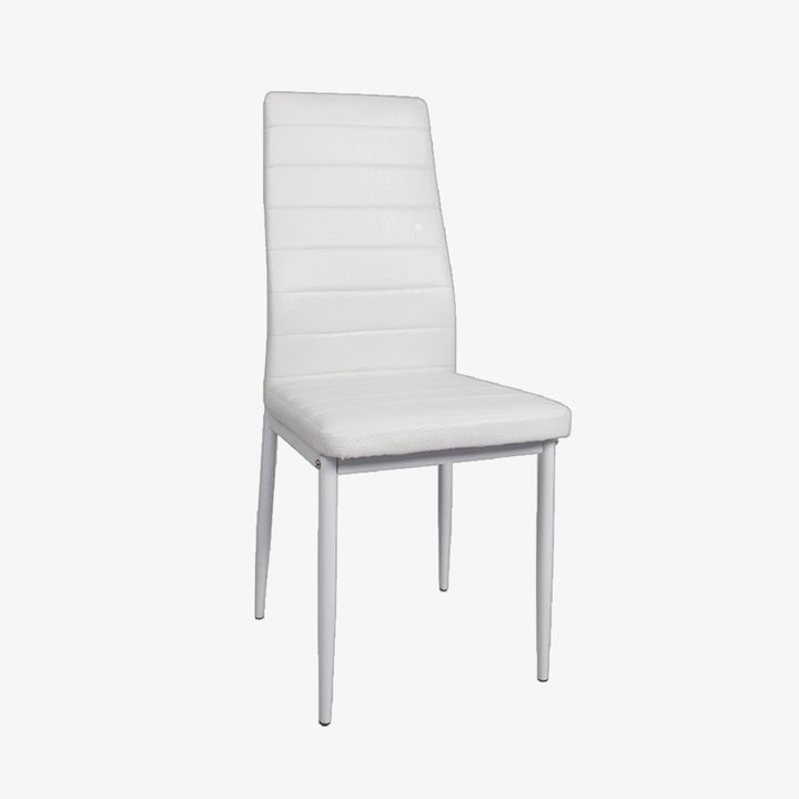 Meadow Metallic Dining Table Set For 4 With PU Upholstered Chairs - White | Stylish, Sturdy, Comfortable & Affordable