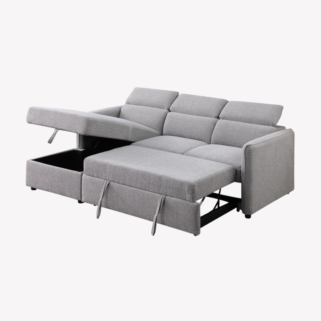 Slate Sectional Sofa Bed in  Fabric Upholstery With LHF Storage Chaise - Grey | Modern, Sophisticated & Durable